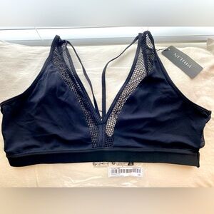 NWT SHEIN -Black Plus Contrast Fishnet Harness Bra